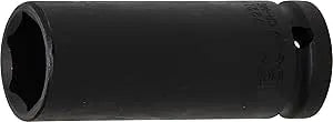 Impact Socket Hexagon, Deep, 12.5 mm (1/2") Drive, 21 mm
