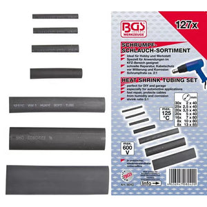 Shrink Tube Assortment - Black, 127 pcs
