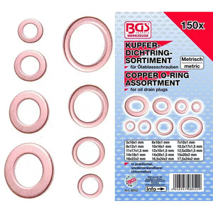  Copper Seal Ring Assortment for Oil Drain Plugs - 150 pcs.