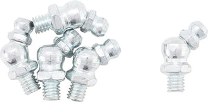 Grease Nipple Assortment - 110 pcs. | Straight, 45° & 90° Angles | Carbon Steel (A3) Galvanized