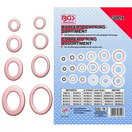BGS Copper O-Ring Assortment 300pc