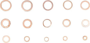 Seal Ring Assortment, Copper, Inch Sizes, 75 pcs