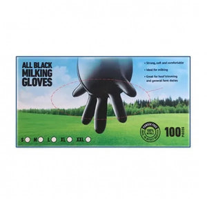 Blackthorn All Black Dairy Milking Gloves 100 Pack