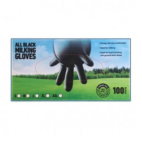 Blackthorn All Black Dairy Milking Gloves 100 Pack