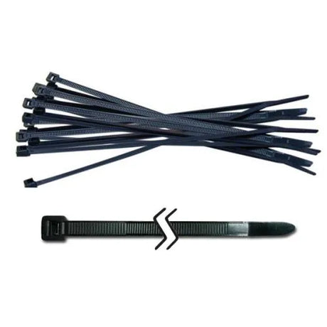 Black Nylon Cable Ties - 5mm x 200mm (100 Pieces) | UV Resistant & Durable