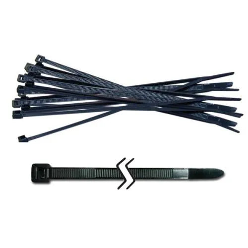 Black Nylon Cable Ties - 4.8mm x 380mm (100 Pieces) | Durable & UV Resistant