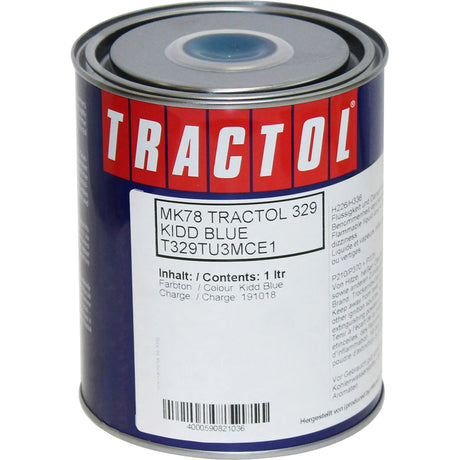 Tractol Kidd Blue 1 Litre Paint - High Gloss Finish for Agricultural & Construction Equipment
