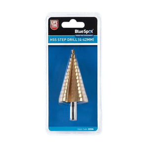 BlueSpot Step Drill 4-42mm - HSS Titanium Coated Precision Drill Bit
