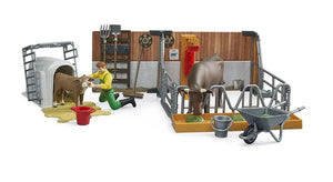 Bruder Cow and Calf Barn with Farmer