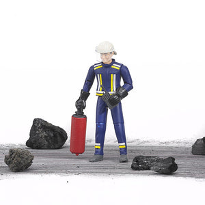 Bruder Fireman Figure with Accessories - 1:16 Scale | Movable Limbs