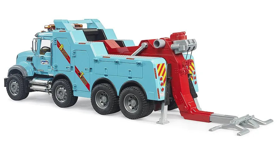 Bruder MACK Granite Recovery Truck with Light & Sound - Towing Vehicle with Working Winch