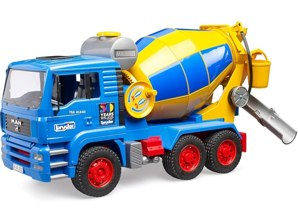 Bruder MAN TGA Cement Mixer Truck - 1:16 Construction Toy with Rotating Drum & Water Function