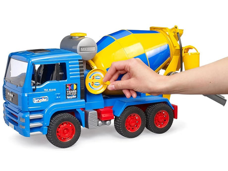 Bruder MAN TGA Cement Mixer Truck - 1:16 Construction Toy with Rotating Drum & Water Function