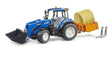 Bruder New Holland T5.120 Toy Tractor with Frontloader, Dump Box & Forks