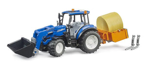 Bruder New Holland T5.120 Toy Tractor with Frontloader, Dump Box & Forks