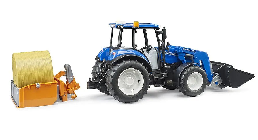 Bruder New Holland T5.120 Toy Tractor with Frontloader, Dump Box & Forks