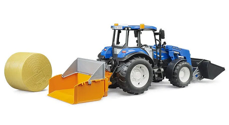 Bruder New Holland T5.120 Toy Tractor with Frontloader, Dump Box & Forks