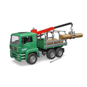 Bruder MAN Timber Transport Truck with Loading Crane and 3 Tree Trunks