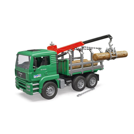 Bruder MAN Timber Transport Truck with Loading Crane and 3 Tree Trunks