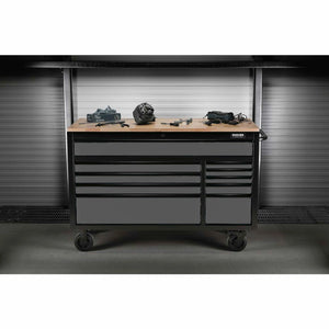 Bunker 10 Drawer Workbench Roller Tool Cabinet 56" Light Grey