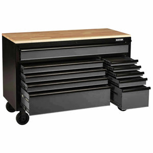 Bunker 10 Drawer Workbench Roller Tool Cabinet 56" Light Grey