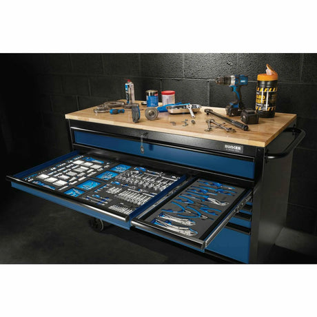 Bunker 10 Drawer Workbench Roller Tool Cabinet 56" Light Grey
