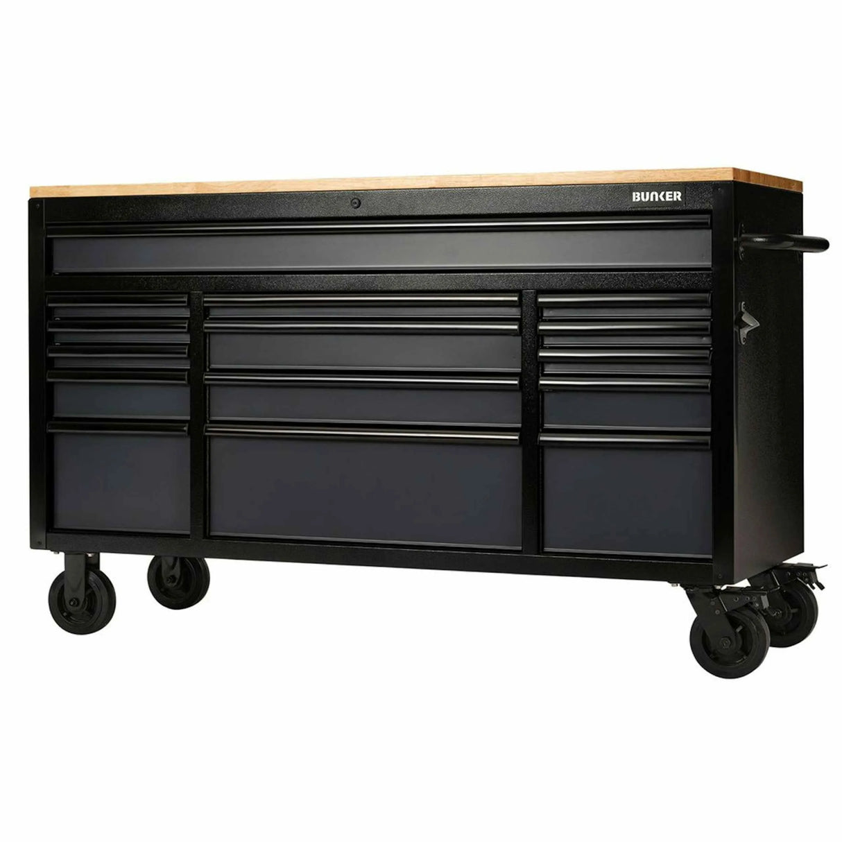 BUNKER 15 Drawer Workbench Roller Tool Cabinet 61" Grey