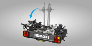 Buzzrack Buzzracer 3 Bike Tow Bar Bike Rack - 3-Bike Capacity - Tilting Design