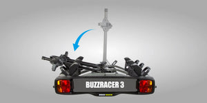 Buzzrack Buzzracer 3 Bike Tow Bar Bike Rack - 3-Bike Capacity - Tilting Design