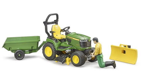 Bruder John Deere X949 Ride On Tractor Lawnmower With Trailer And Man