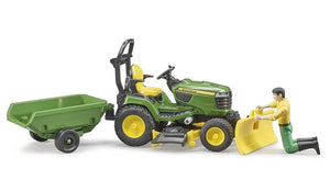 Bruder John Deere X949 Ride On Tractor Lawnmower With Trailer And Man