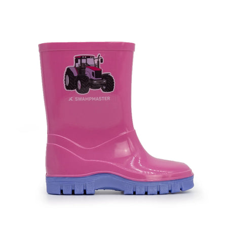 Swampmaster Junior Tractor Wellington Wellies Boot Pink/Lilac