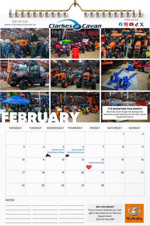 Clarkes of Cavan 2025 Calendar A3 Size