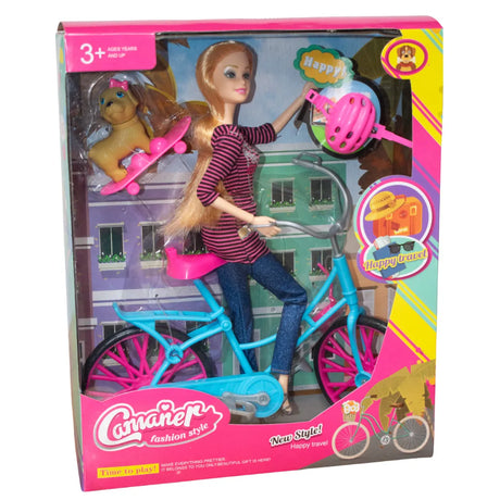 Camaner Happy Travel Doll & Bike Playset