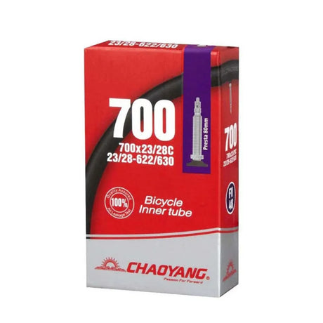 Chaoyang 700 x 23/28c Bicycle Tube with Presta Valve - Available in 48/60/80mm