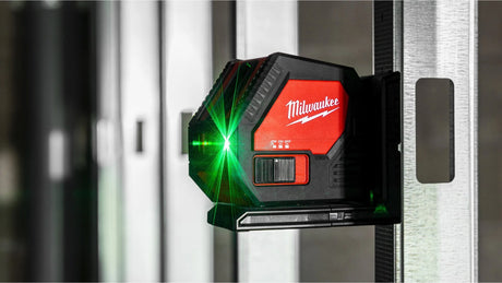 Milwaukee Alkaline Green Cross Line Laser CLL-C - 30m Range, Self-Levelling, Kitbox Included