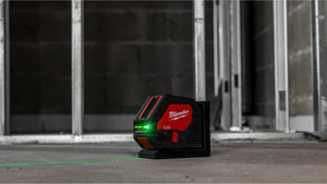 Milwaukee Alkaline Green Cross Line Laser CLL-C - 30m Range, Self-Levelling, Kitbox Included
