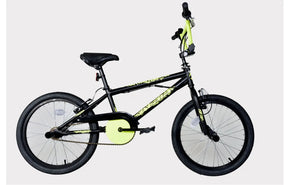 CRIME Freestyle 20" BMX Bike Black/Neon Yellow - Durable BMX for Tricks, Stunts, and Freestyle Riding