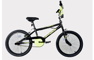 CRIME Freestyle 20" BMX Bike Black/Neon Yellow - Durable BMX for Tricks, Stunts, and Freestyle Riding