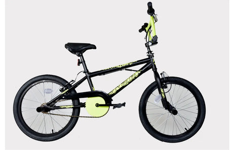 CRIME Freestyle 20" BMX Bike Black/Neon Yellow - Durable BMX for Tricks, Stunts, and Freestyle Riding