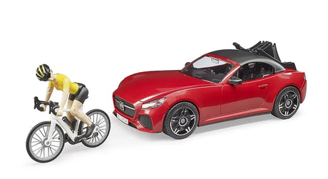 Bruder Roadster with Racing Bicycle and Cyclist