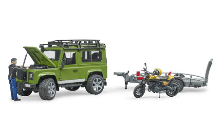 Bruder Land Rover Defender, Trailer & Scrambler Ducati Full Throttle