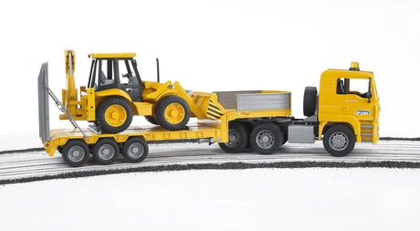 Bruder MAN TGA Low Loader with Backhoe Loader