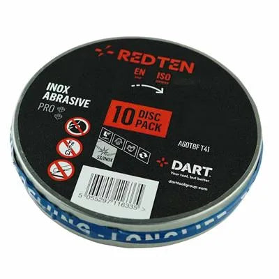 DART Red Ten 115mm SS/Inox Abrasive Discs 10pk