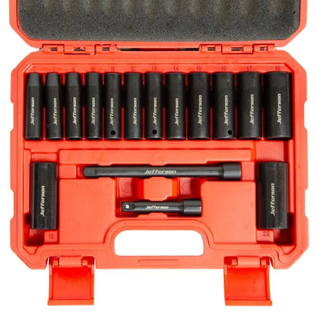 Jefferson 16 Piece 3/8'' Deep Metric Impact Socket Set