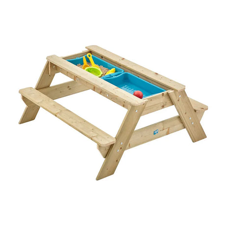 Kids Picnic Bench Style Play Table & Sand Pit - Dual-Use with Removable Bowls for Sand and Water