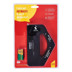 Amtech 3-IN-1 Detector | AC Cable, Metal & Stud Detection with Audible & Visual Alerts