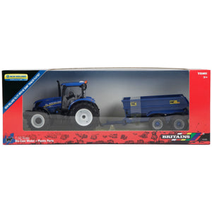 Britains 43268 New Holland T6 Tractor with Trailer Play Set - 1:32 Scale Farm Toy