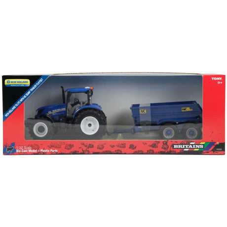 Britains 43268 New Holland T6 Tractor with Trailer Play Set - 1:32 Scale Farm Toy