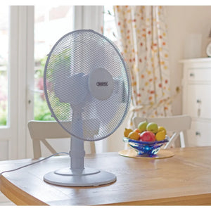 Draper 230V Desk Fan, 16"/400mm, 45W - 3-Speed Oscillating Fan with Extra-Wide Base (09111)